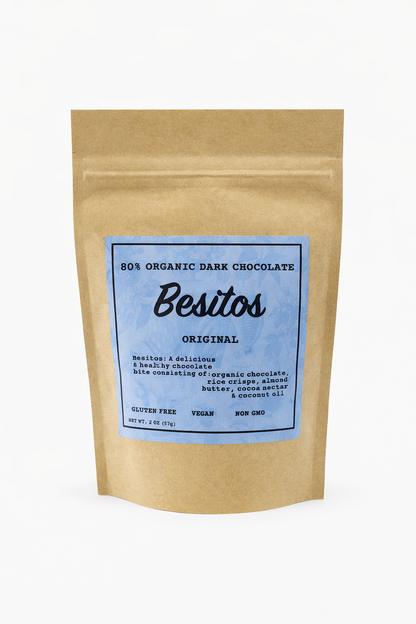 Handcrafted Original Besitos made with Ecuadorian cacao and organic rice crisps