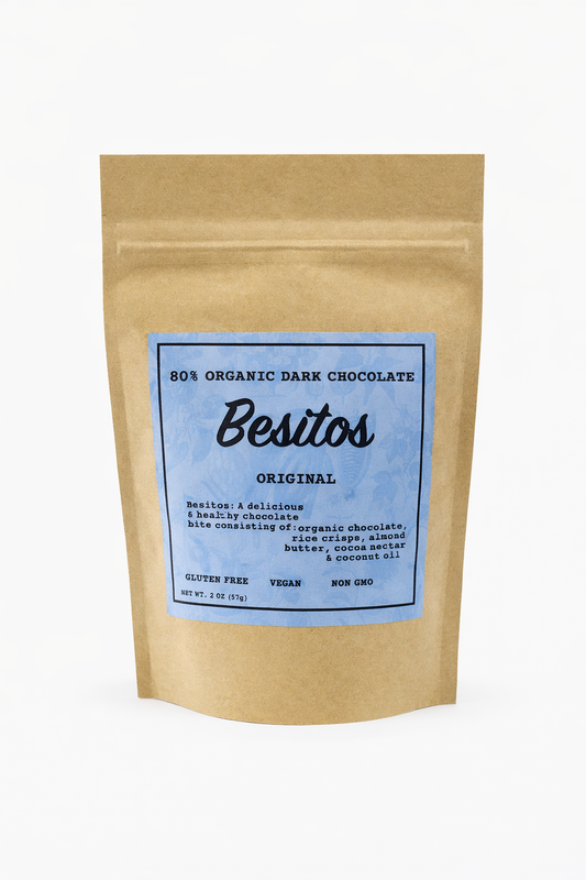Handcrafted Original Besitos made with Ecuadorian cacao and organic rice crisps